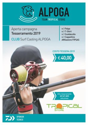 TESSERAMENTO 2019 CLUB ALPOGA SURF CASTING